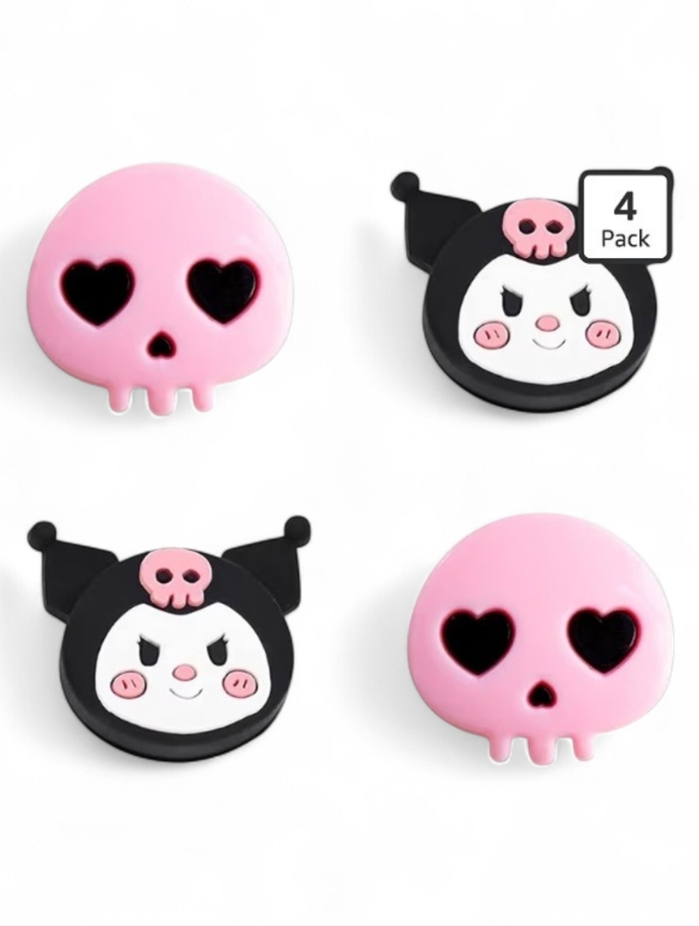 Kuromi Switch Thumb Grip Caps Nintendo Button Cover Cute Kawaii Skull Black Pink